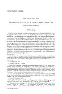 Religion und Neutralität im privaten Arbeitsverhältnis