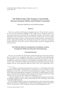 The Political Role of the European Central Bank: Between European Politics and National Constraints