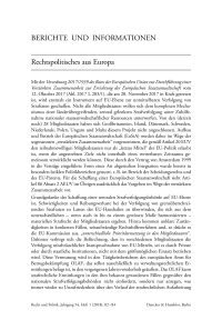 Rechtspolitisches aus Europa