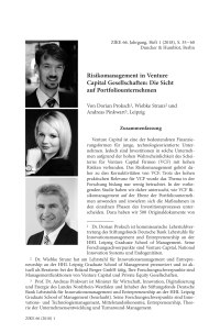 Risikomanagement in Venture Capital Gesellschaften: Die Sicht auf Portfoliounternehmen