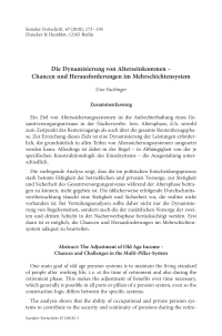Die Dynamisierung von Alterseinkommen. Chancen und Herausforderungen im Mehrschichtensystem