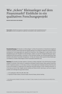 Wie „ticken“ Kleinanleger auf dem Finanzmarkt? Einblicke in ein qualitatives Forschungsprojekt