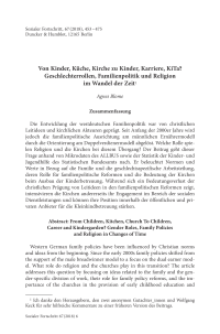 Von Kinder, Küche, Kirche zu Kinder, Karriere, KiTa? Geschlechterrollen, Familienpolitik und Religion im Wandel der Zeit