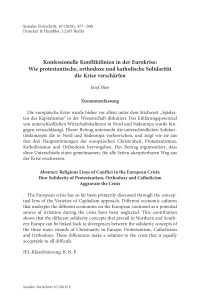 Konfessionelle Konfliktlinien in der Eurokrise: Wie protestantische, orthodoxe und katholische Solidarität die Krise verschärfen