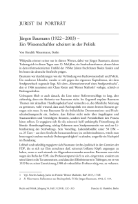 Jürgen Baumann (1922–2003) – Ein Wissenschaftler scheitert in der Politik