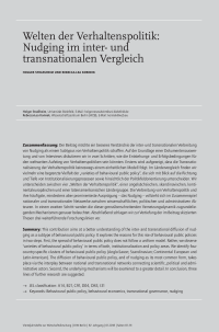 Welten der Verhaltenspolitik: Nudging im inter- und transnationalen Vergleich