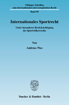 Internationales Sportrecht Internationales Sportrecht