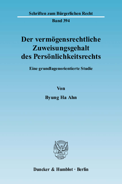 Der vermögensrechtliche Zuweisungsgehalt des Persönlichkeitsrechts Der vermögensrechtliche Zuweisungsgehalt des Persönlichkeitsrechts