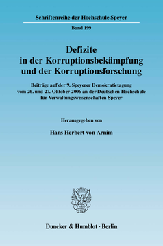 Defizite in der Korruptionsbekämpfung und der Korruptionsforschung