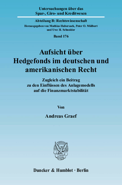 Aufsicht über Hedgefonds im deutschen und amerikanischen Recht
