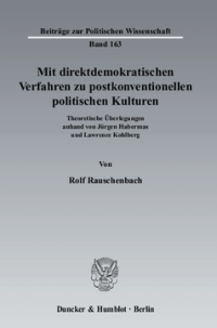 Mit direktdemokratischen Verfahren zu postkonventionellen politischen Kulturen
