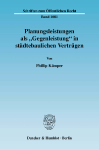 Planungsleistungen als »Gegenleistung« in städtebaulichen Verträgen