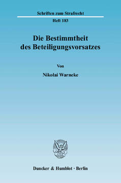 Die Bestimmtheit des Beteiligungsvorsatzes Die Bestimmtheit des Beteiligungsvorsatzes