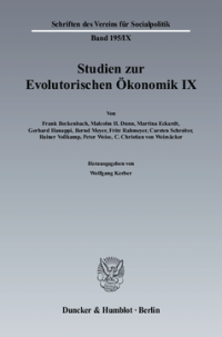 Studien zur Evolutorischen Ökonomik IX