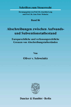 Abschreibungen zwischen Aufwands- und Subventionstatbestand Abschreibungen zwischen Aufwands- und Subventionstatbestand