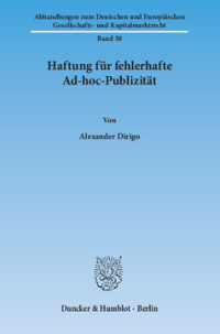 Haftung für fehlerhafte Ad-hoc-Publizität
