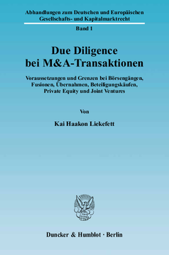 Due Diligence bei M&A-Transaktionen Due Diligence bei M&A-Transaktionen