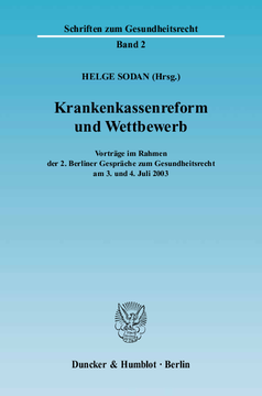 Krankenkassenreform und Wettbewerb Krankenkassenreform und Wettbewerb