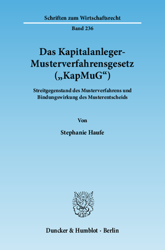 Das Kapitalanleger-Musterverfahrensgesetz (»KapMuG«)
