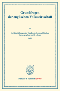 Grundfragen der englischen Volkswirtschaft