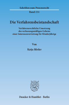 Die Verfahrensbeistandschaft Die Verfahrensbeistandschaft