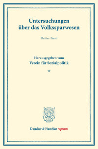 Untersuchungen über das Volkssparwesen