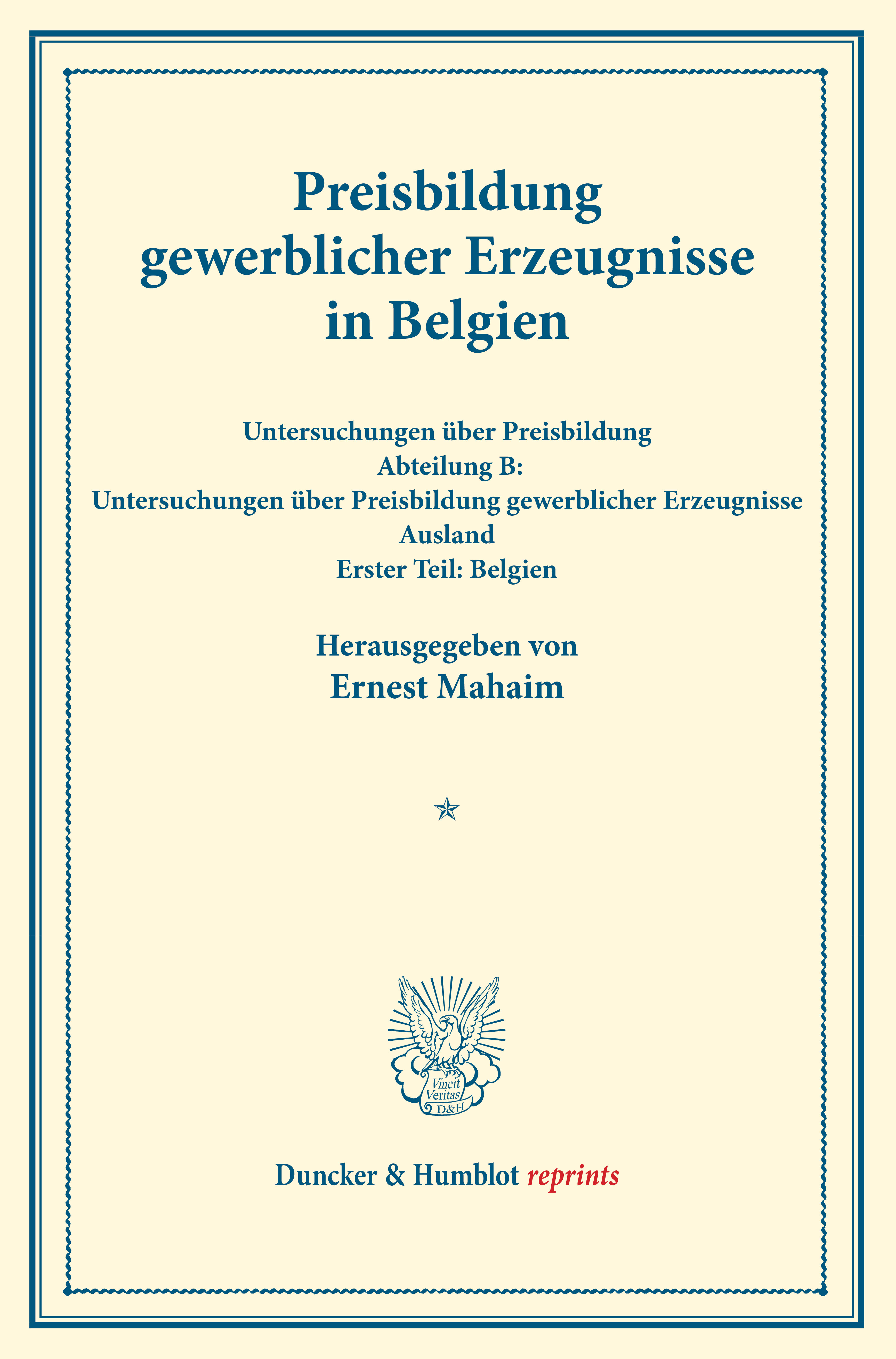 Preisbildung gewerblicher Erzeugnisse in Belgien