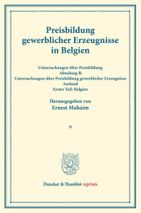 Preisbildung gewerblicher Erzeugnisse in Belgien
