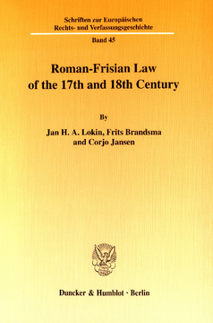 Roman-Frisian Law of the 17th and 18th Century