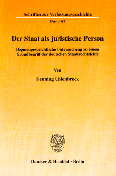Der Staat als juristische Person Der Staat als juristische Person