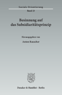 Besinnung auf das Subsidiaritätsprinzip