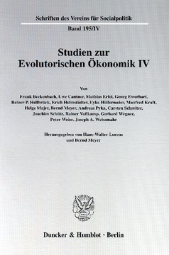 Studien zur Evolutorischen Ökonomik IV