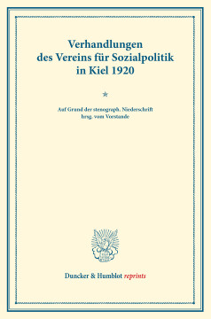 Verhandlungen des Vereins für Sozialpolitik in Kiel 1920