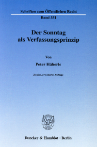 Der Sonntag als Verfassungsprinzip