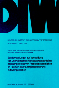 Sonderregelungen zur Vermeidung von unerwünschten Wettbewerbsnachteilen bei energieintensiven Produktionsbereichen im Rahmen einer Energiebesteuerung mit Kompensation