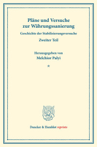 Pläne und Versuche zur Währungssanierung