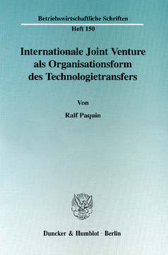 Internationale Joint Venture als Organisationsform des Technologietransfers