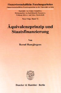 Äquivalenzprinzip und Staatsfinanzierung