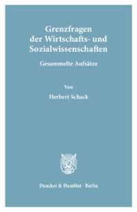 Grenzfragen der Wirtschafts- und Sozialwissenschaften