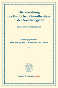 Die Vererbung des ländlichen Grundbesitzes in der Nachkriegszeit