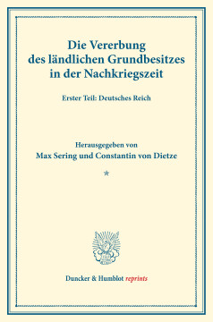 Die Vererbung des ländlichen Grundbesitzes in der Nachkriegszeit Die Vererbung des ländlichen Grundbesitzes in der Nachkriegszeit