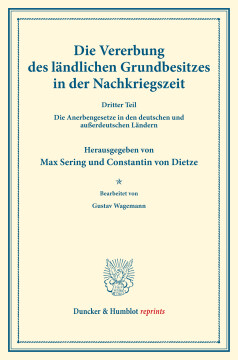 Die Vererbung des ländlichen Grundbesitzes in der Nachkriegszeit Die Vererbung des ländlichen Grundbesitzes in der Nachkriegszeit