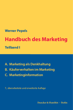 Handbuch des Marketing, Teilband I
