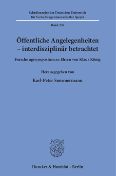 Öffentliche Angelegenheiten – interdisziplinär betrachtet Öffentliche Angelegenheiten – interdisziplinär betrachtet