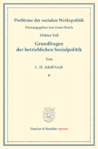 Grundfragen der betrieblichen Sozialpolitik