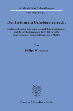 Der Irrtum im Urheberstrafrecht Der Irrtum im Urheberstrafrecht
