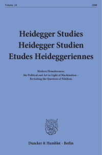 Heidegger Studies / Heidegger Studien / Etudes Heideggeriennes