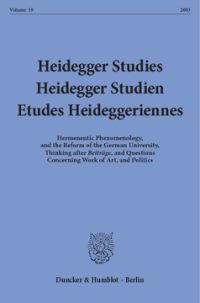 Heidegger Studies / Heidegger Studien / Etudes Heideggeriennes