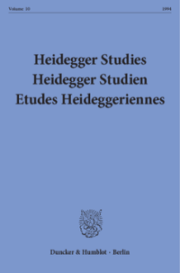 Heidegger Studies / Heidegger Studien / Etudes Heideggeriennes