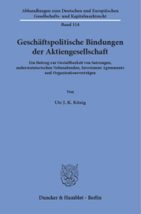 Geschäftspolitische Bindungen der Aktiengesellschaft